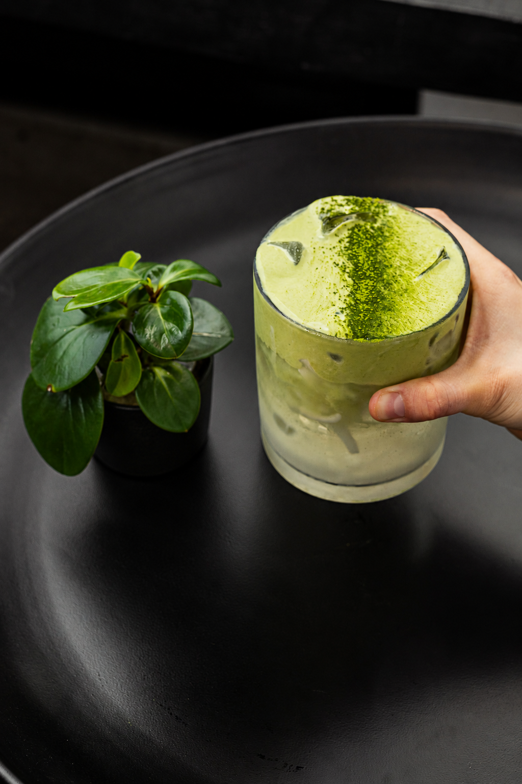 Matcha foam coconut latte